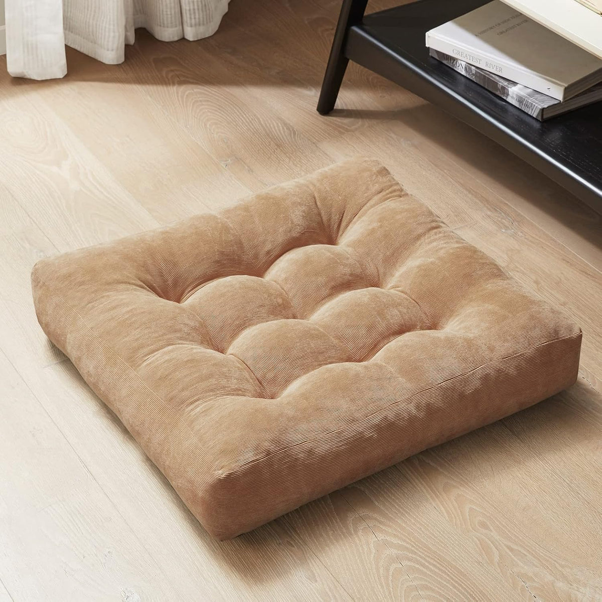 Large Floor Pillow for Adults, Square Meditation Cushion, 22 Inch Grey