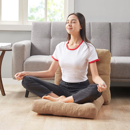 Large Floor Pillow for Adults, Square Meditation Cushion, 22 Inch Grey