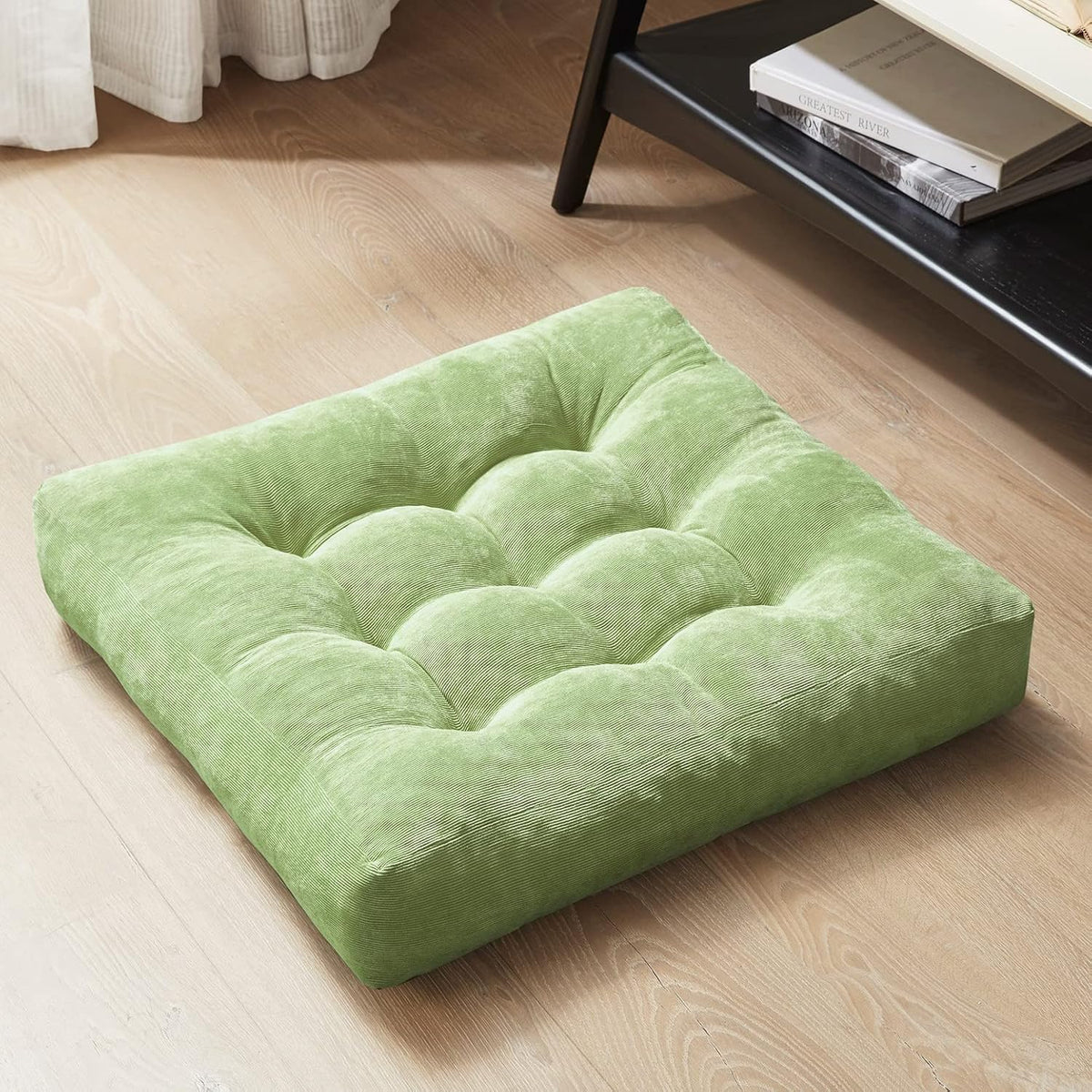 Large Floor Pillow for Adults, Square Meditation Cushion, 22 Inch Grey