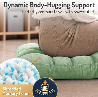 Large Floor Pillow for Adults, Square Meditation Cushion, 22 Inch Grey