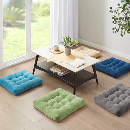 Large Floor Pillow for Adults, Square Meditation Cushion, 22 Inch Grey