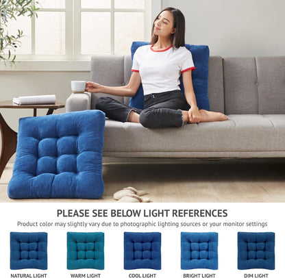 Large Floor Pillow for Adults, Square Meditation Cushion, 22 Inch Grey