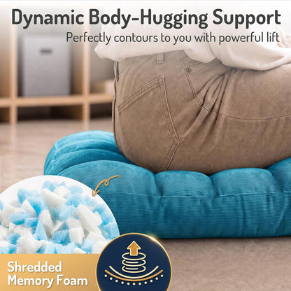 Large Floor Pillow for Adults, Square Meditation Cushion, 22 Inch Grey