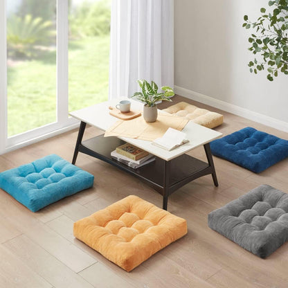 Large Floor Pillow for Adults, Square Meditation Cushion, 22 Inch Grey