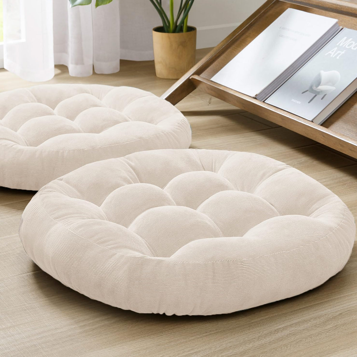 Large Floor Pillow for Adults, Square Meditation Cushion, 22 Inch Grey