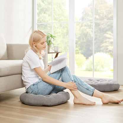 Large Floor Pillow for Adults, Square Meditation Cushion, 22 Inch Grey