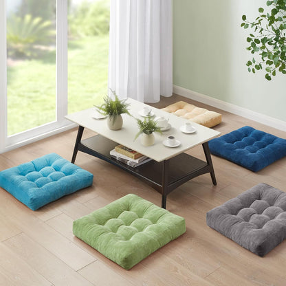Large Floor Pillow for Adults, Square Meditation Cushion, 22 Inch Grey