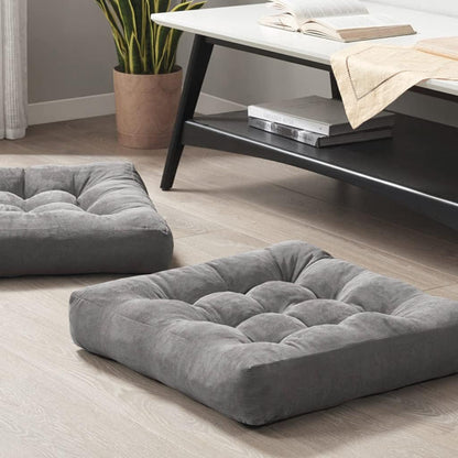 Large Floor Pillow for Adults, Square Meditation Cushion, 22 Inch Grey