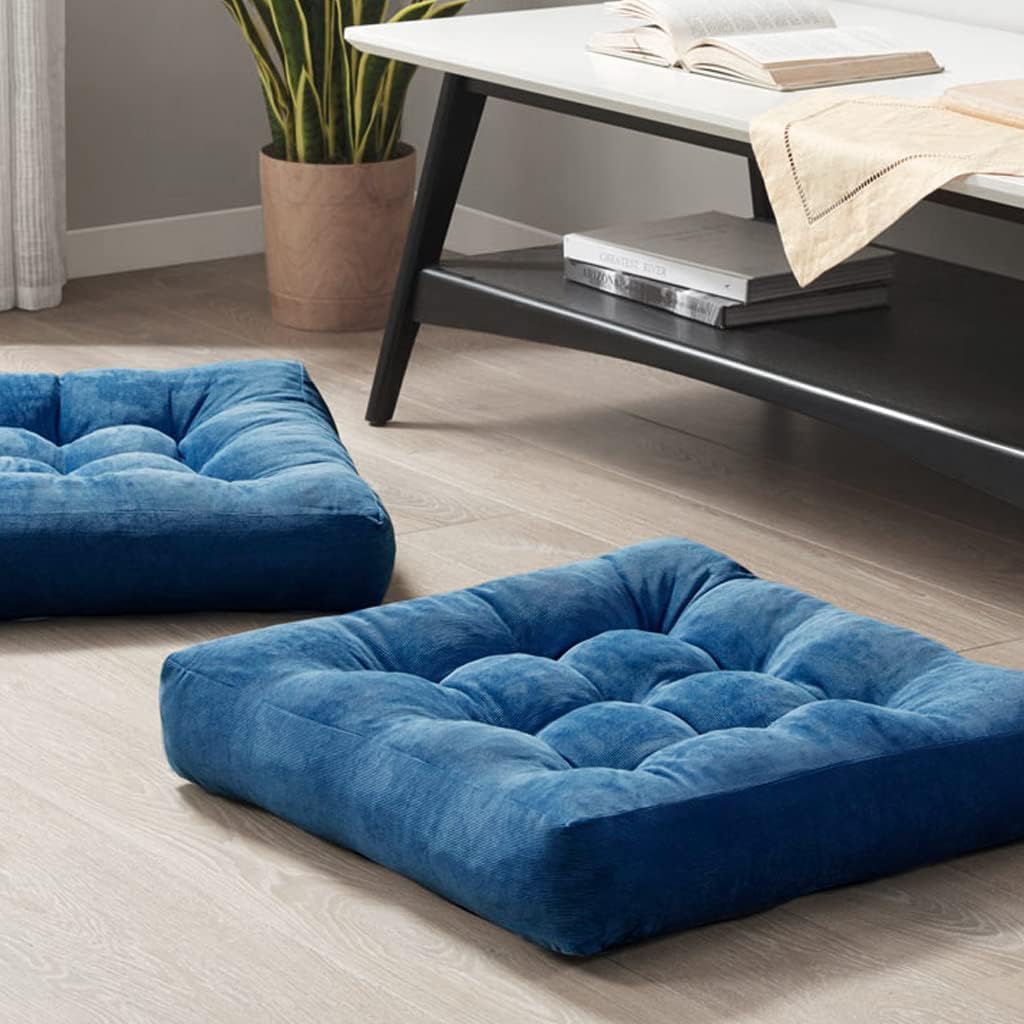 Large Floor Pillow for Adults, Square Meditation Cushion, 22 Inch Grey