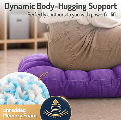 Large Floor Pillow for Adults, Square Meditation Cushion, 22 Inch Grey