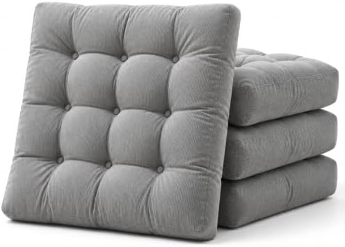 Large Floor Pillow for Adults, Square Meditation Cushion, 22 Inch Grey