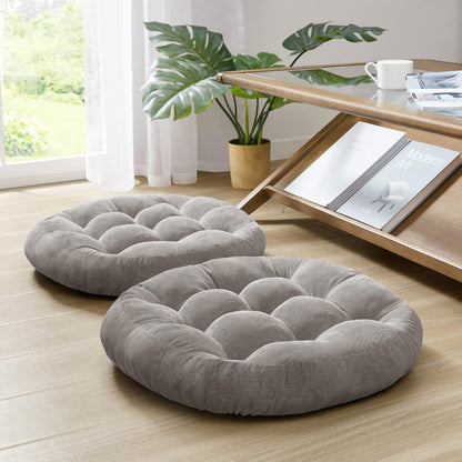 Large Floor Pillow for Adults, Square Meditation Cushion, 22 Inch Grey