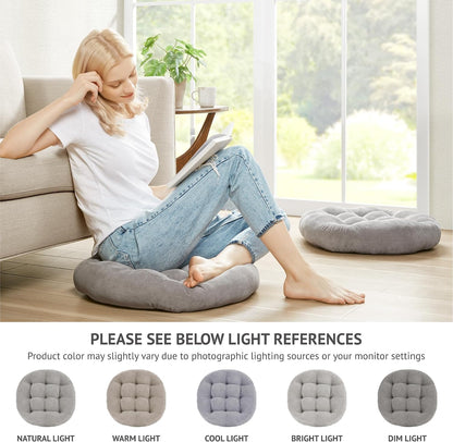 Large Floor Pillow for Adults, Square Meditation Cushion, 22 Inch Grey