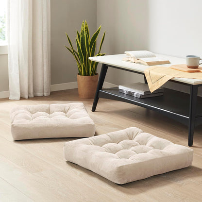 Large Floor Pillow for Adults, Square Meditation Cushion, 22 Inch Grey
