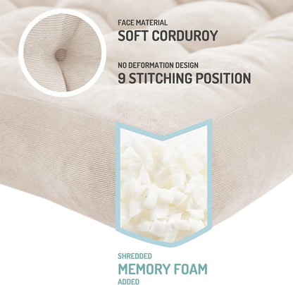 Large Floor Pillow for Adults, Square Meditation Cushion, 22 Inch Grey