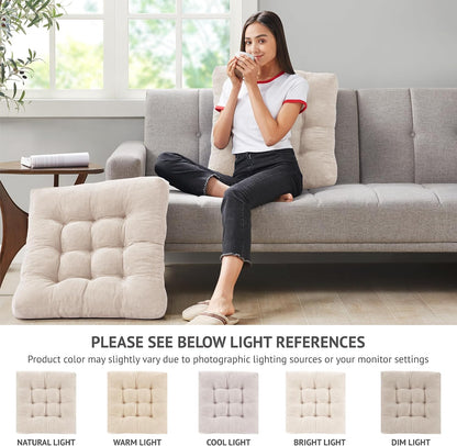 Large Floor Pillow for Adults, Square Meditation Cushion, 22 Inch Grey