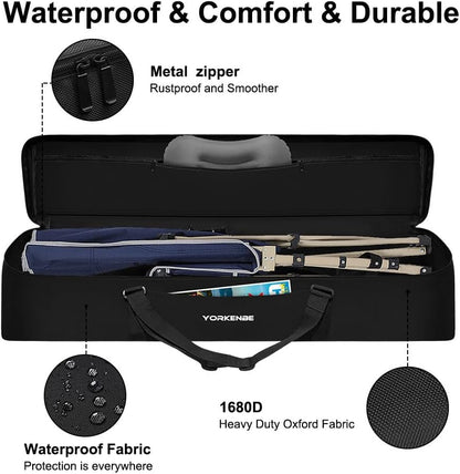 Camping Chair Replacement Bag, 42 Inch Extra Large Zippered Cot Bag, Waterproof Foldable Carrying Case with Handle Strap, Large Mouth fits Most Cots & Chairs for Travel Outdoor