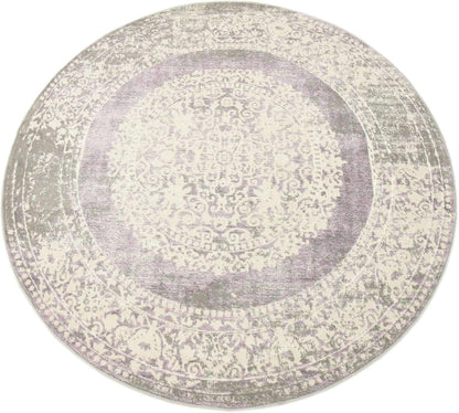 New Classical Collection Area Rug - Olwen (4'Round, Purple/ Gray)