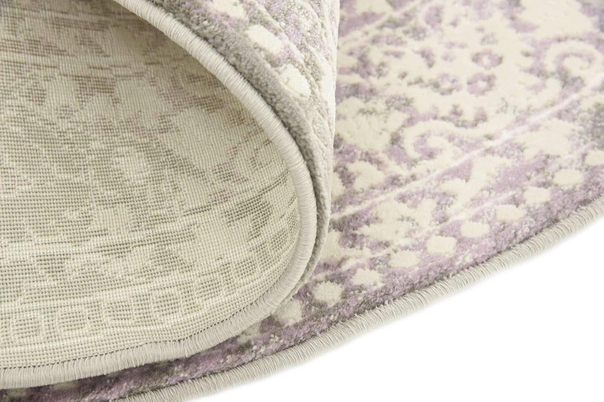 New Classical Collection Area Rug - Olwen (4'Round, Purple/ Gray)