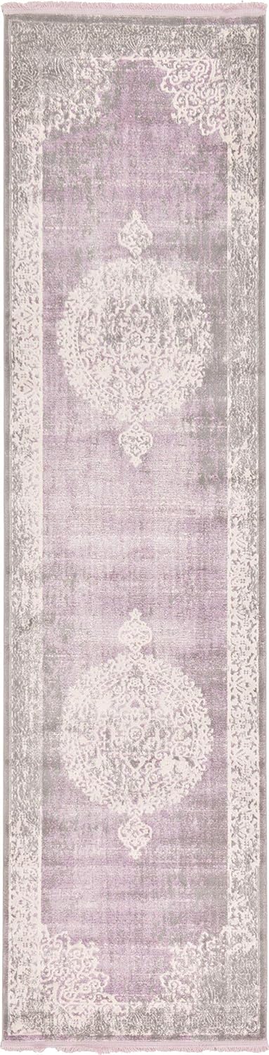 New Classical Collection Area Rug - Olwen (4'Round, Purple/ Gray)