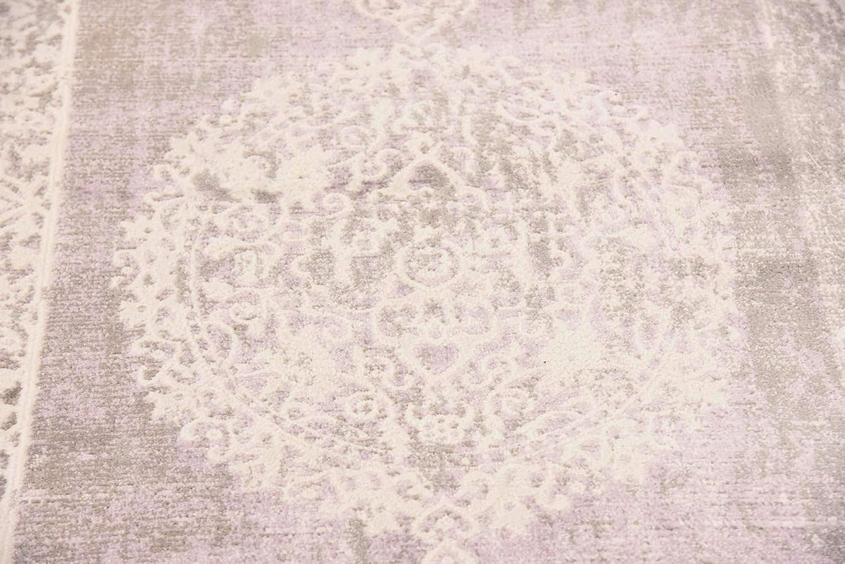 New Classical Collection Area Rug - Olwen (4'Round, Purple/ Gray)
