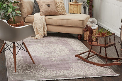 New Classical Collection Area Rug - Olwen (4'Round, Purple/ Gray)