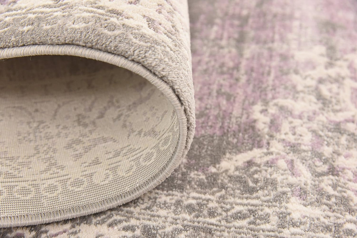 New Classical Collection Area Rug - Olwen (4'Round, Purple/ Gray)