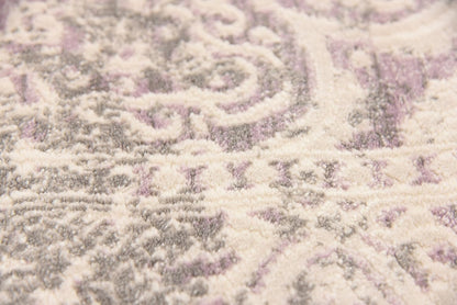 New Classical Collection Area Rug - Olwen (4'Round, Purple/ Gray)