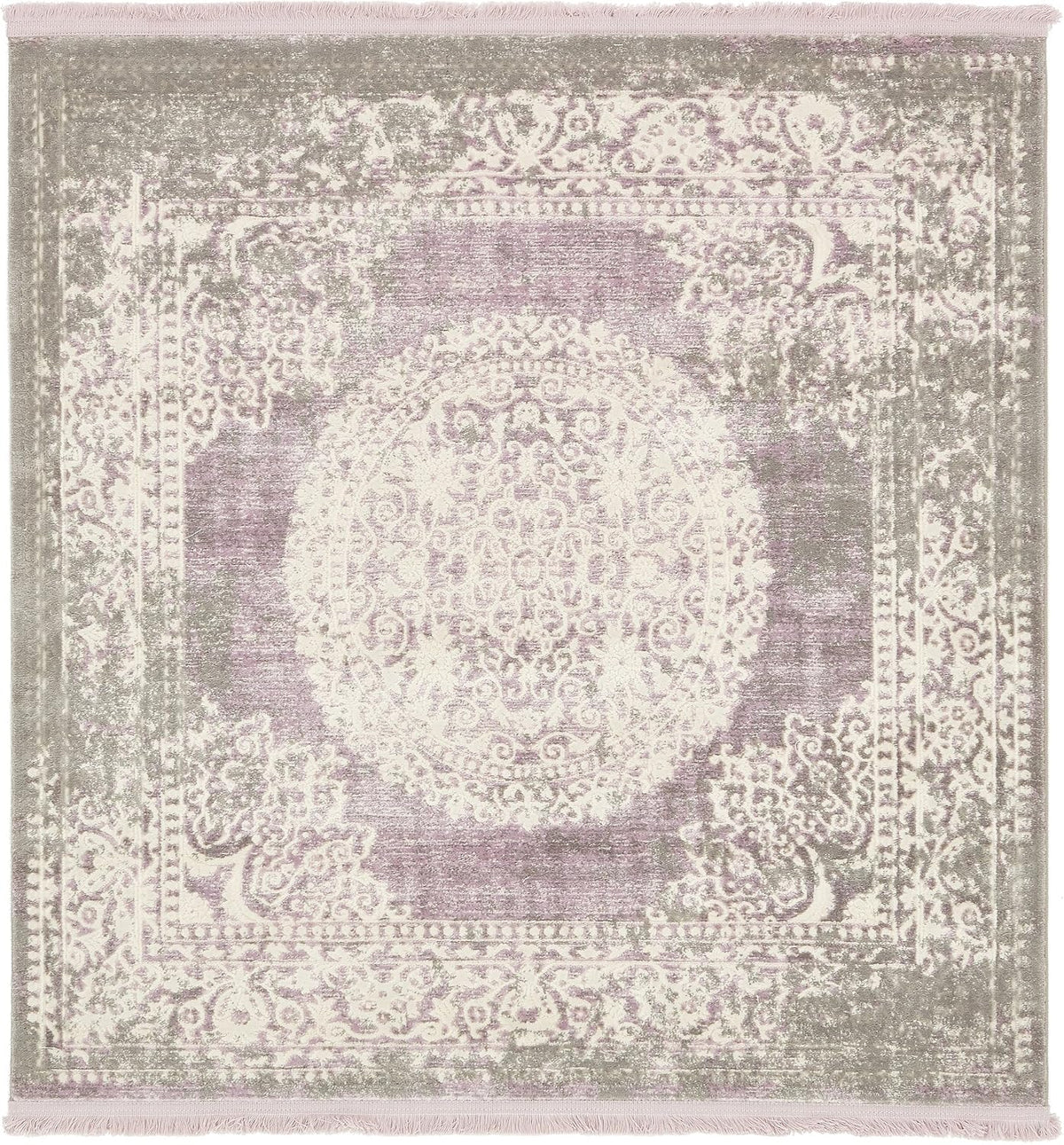 New Classical Collection Area Rug - Olwen (4'Round, Purple/ Gray)