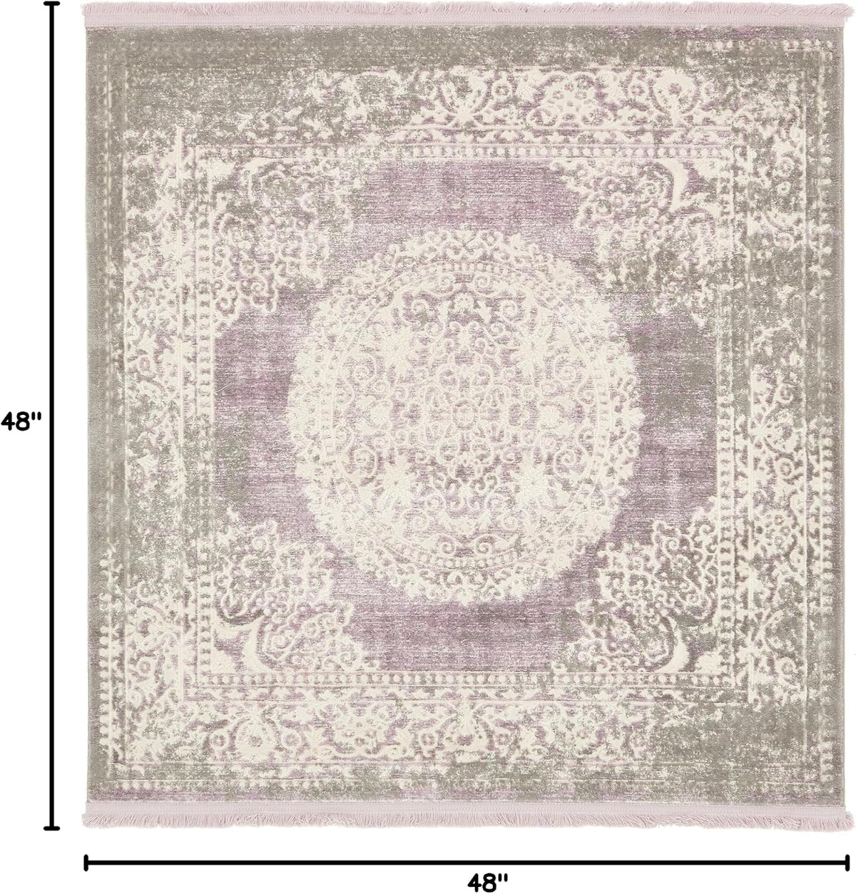 New Classical Collection Area Rug - Olwen (4'Round, Purple/ Gray)