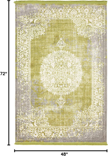 New Classical Collection Area Rug - Olwen (4'Round, Purple/ Gray)
