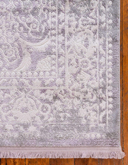 New Classical Collection Area Rug - Olwen (4'Round, Purple/ Gray)