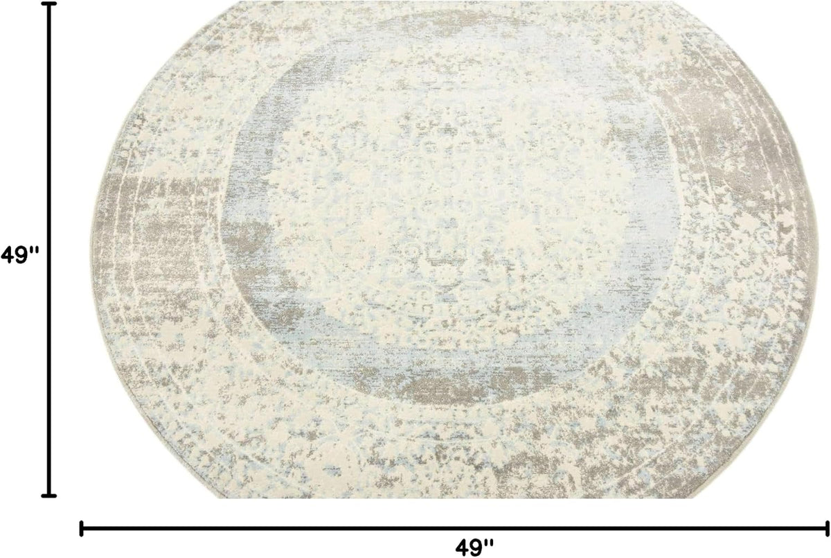 New Classical Collection Area Rug - Olwen (4'Round, Purple/ Gray)