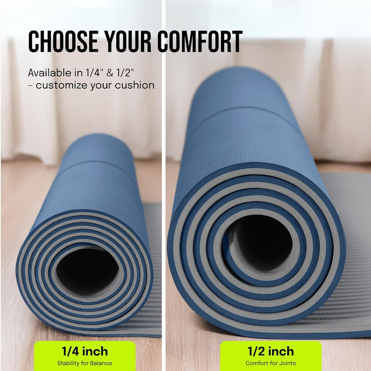 Extra Wide Yoga Mat for Men Women (72"L x 36"W) Non Slip Fitness & Exercise Mat with Alignment Marks for Yoga, Pilates, Floor Workouts
