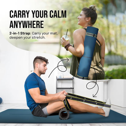 Extra Wide Yoga Mat for Men Women (72"L x 36"W) Non Slip Fitness & Exercise Mat with Alignment Marks for Yoga, Pilates, Floor Workouts
