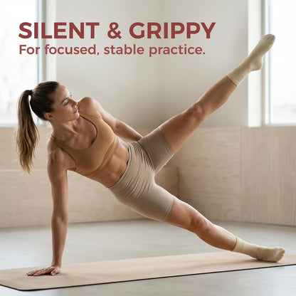 5 Pairs Pilates Socks Yoga Crew Socks with Grips for Women Non Slip