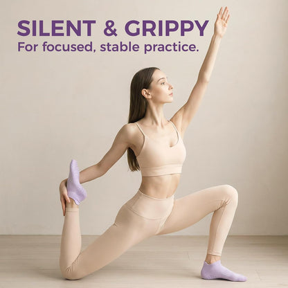 5 Pairs Pilates Socks Yoga Crew Socks with Grips for Women Non Slip