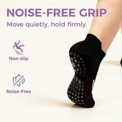 5 Pairs Pilates Socks Yoga Crew Socks with Grips for Women Non Slip