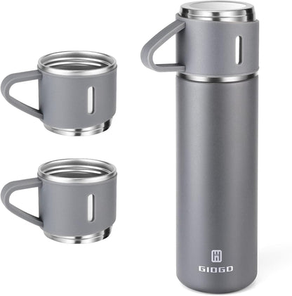 Stainless Steel Thermo 500ml/16.9oz Vacuum Insulated Bottle with Cup for Coffee Hot drink and Cold drink water flask.(Pink,Set)