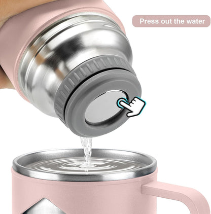 Stainless Steel Thermo 500ml/16.9oz Vacuum Insulated Bottle with Cup for Coffee Hot drink and Cold drink water flask.(Pink,Set)