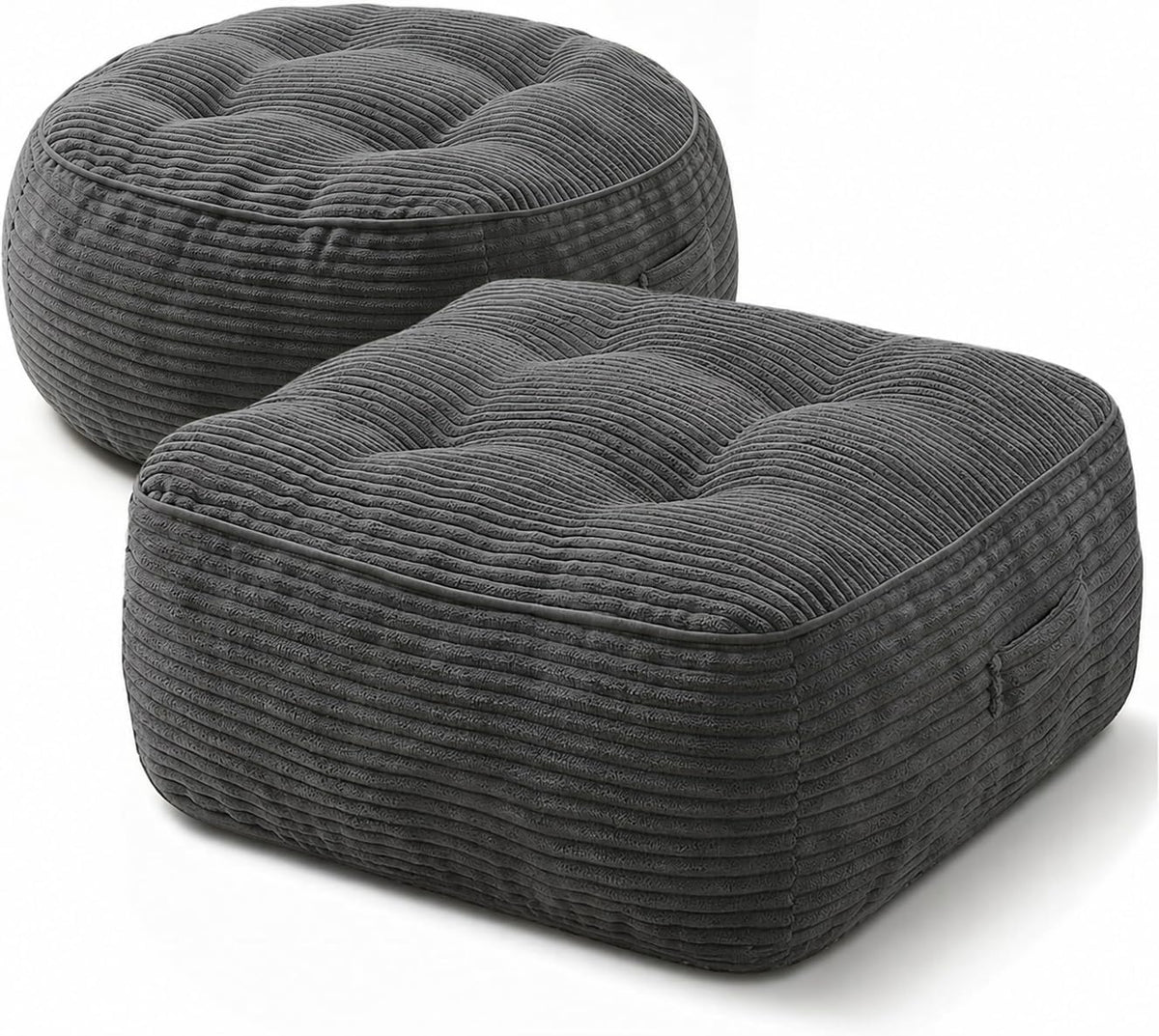 11" Thick Washable Floor Pillow for Adults, Yoga & Meditation Cushion with Handle, Square Large Pillows Seating with Removable Tufted Corduroy Cover for Tatami Living Room Board Games, Blind Shape