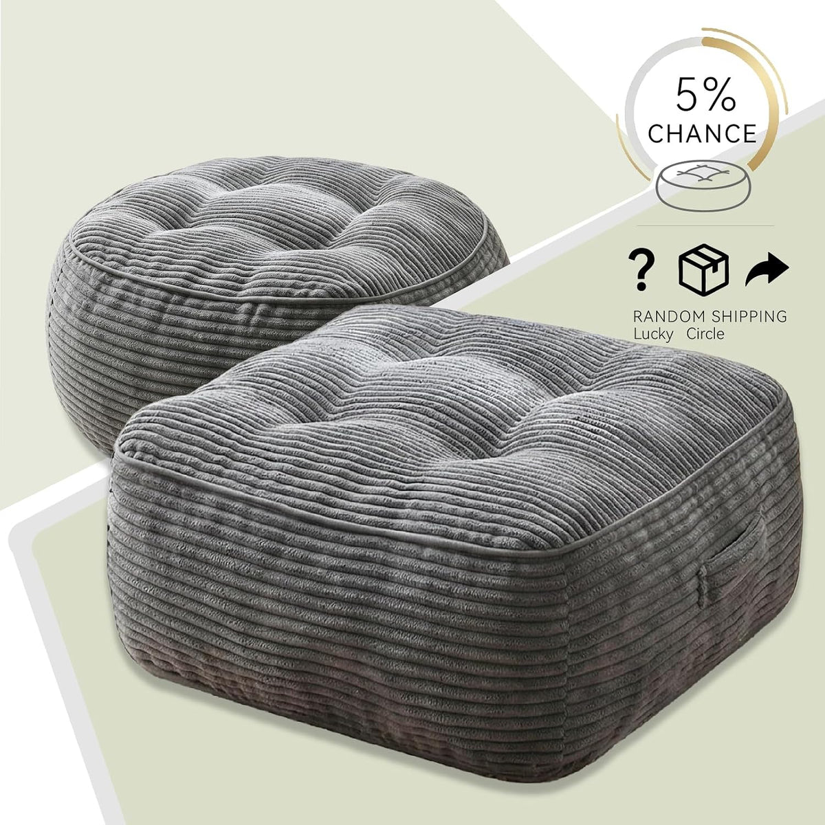 11" Thick Washable Floor Pillow for Adults, Yoga & Meditation Cushion with Handle, Square Large Pillows Seating with Removable Tufted Corduroy Cover for Tatami Living Room Board Games, Blind Shape