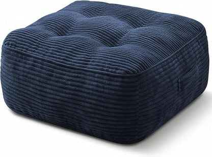 11" Thick Washable Floor Pillow for Adults, Yoga & Meditation Cushion with Handle, Square Large Pillows Seating with Removable Tufted Corduroy Cover for Tatami Living Room Board Games, Blind Shape