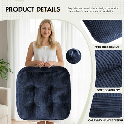 11" Thick Washable Floor Pillow for Adults, Yoga & Meditation Cushion with Handle, Square Large Pillows Seating with Removable Tufted Corduroy Cover for Tatami Living Room Board Games, Blind Shape