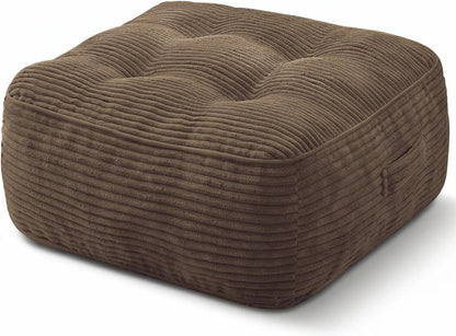 11" Thick Washable Floor Pillow for Adults, Yoga & Meditation Cushion with Handle, Square Large Pillows Seating with Removable Tufted Corduroy Cover for Tatami Living Room Board Games, Blind Shape