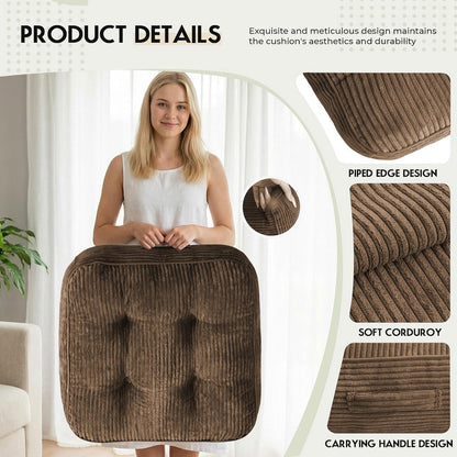 11" Thick Washable Floor Pillow for Adults, Yoga & Meditation Cushion with Handle, Square Large Pillows Seating with Removable Tufted Corduroy Cover for Tatami Living Room Board Games, Blind Shape