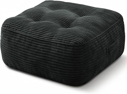 11" Thick Washable Floor Pillow for Adults, Yoga & Meditation Cushion with Handle, Square Large Pillows Seating with Removable Tufted Corduroy Cover for Tatami Living Room Board Games, Blind Shape