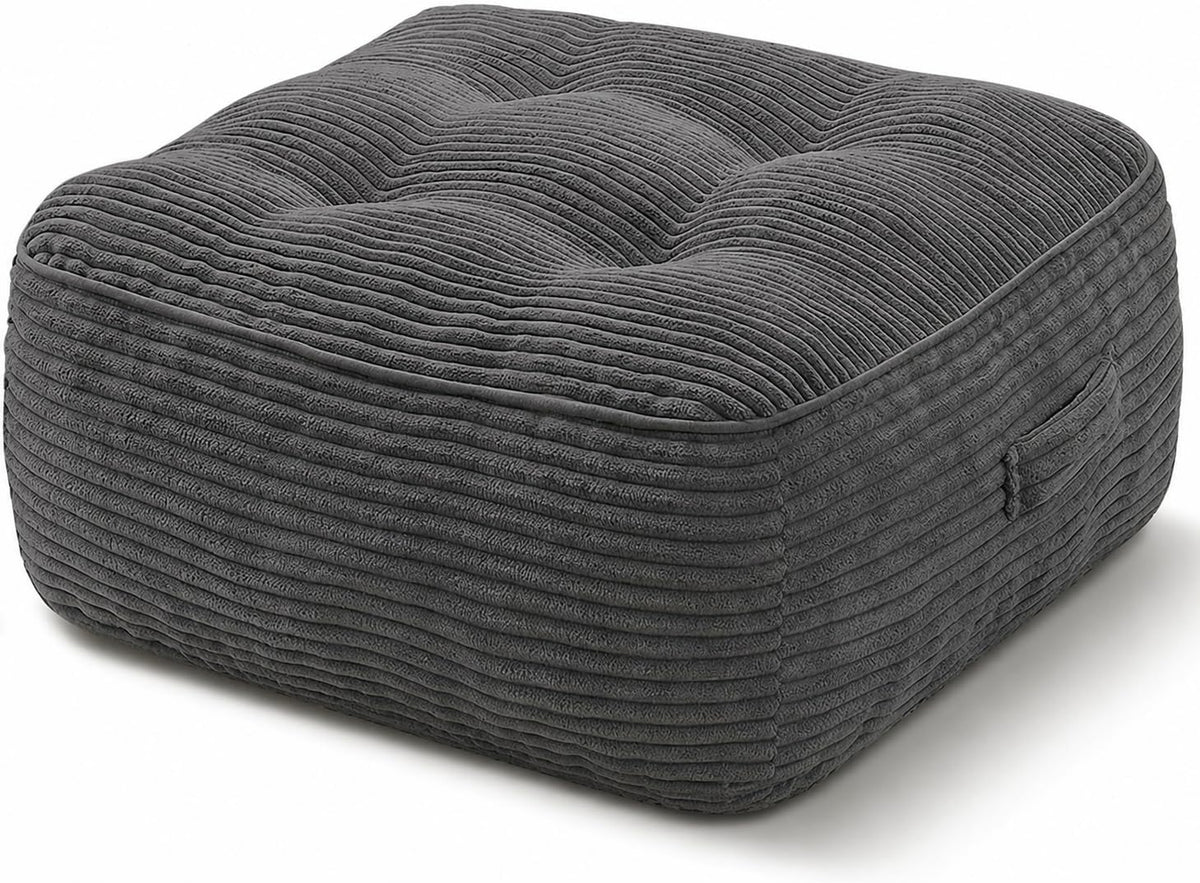 11" Thick Washable Floor Pillow for Adults, Yoga & Meditation Cushion with Handle, Square Large Pillows Seating with Removable Tufted Corduroy Cover for Tatami Living Room Board Games, Blind Shape