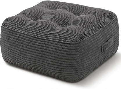 11" Thick Washable Floor Pillow for Adults, Yoga & Meditation Cushion with Handle, Square Large Pillows Seating with Removable Tufted Corduroy Cover for Tatami Living Room Board Games, Blind Shape