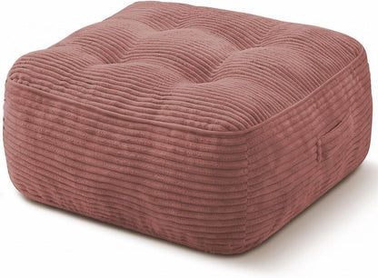 11" Thick Washable Floor Pillow for Adults, Yoga & Meditation Cushion with Handle, Square Large Pillows Seating with Removable Tufted Corduroy Cover for Tatami Living Room Board Games, Blind Shape